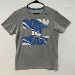 Nike Dri-Fit T-Shirt Men's M Gray Blue Born to Beast Athletic Training Tee